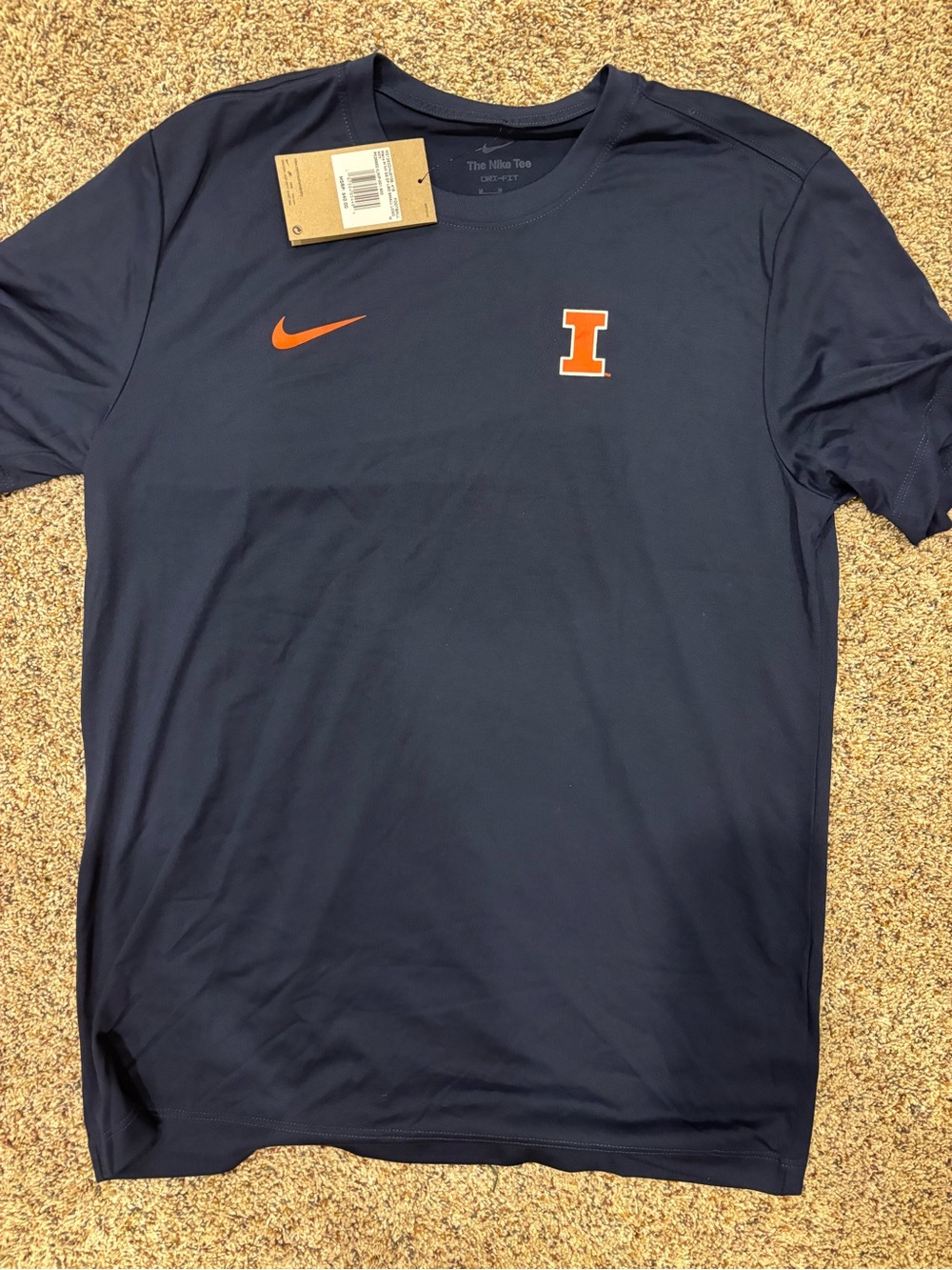 University of Illinois Nike Navy Short Sleeve Performance Tee with Orange Logo